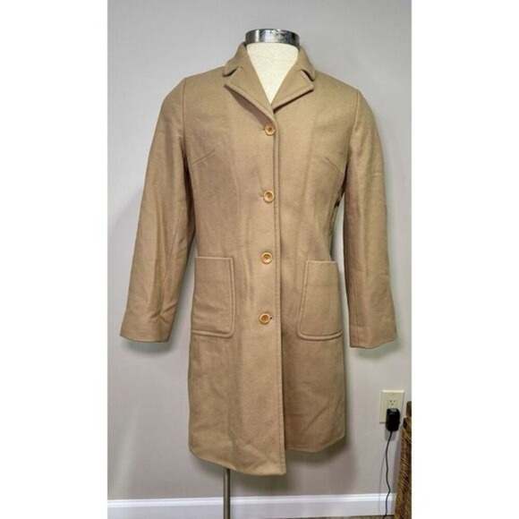J.Crew Wool Blend Beige Overcoat Women Medium Classic Preppy Neutral Winter - Picture 2 of 7